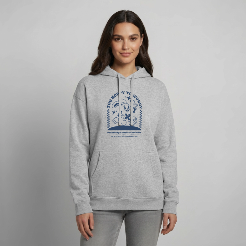 Too Hoppy Too Worry Design – Oversized Unisex Hoodie - Grau meliert
