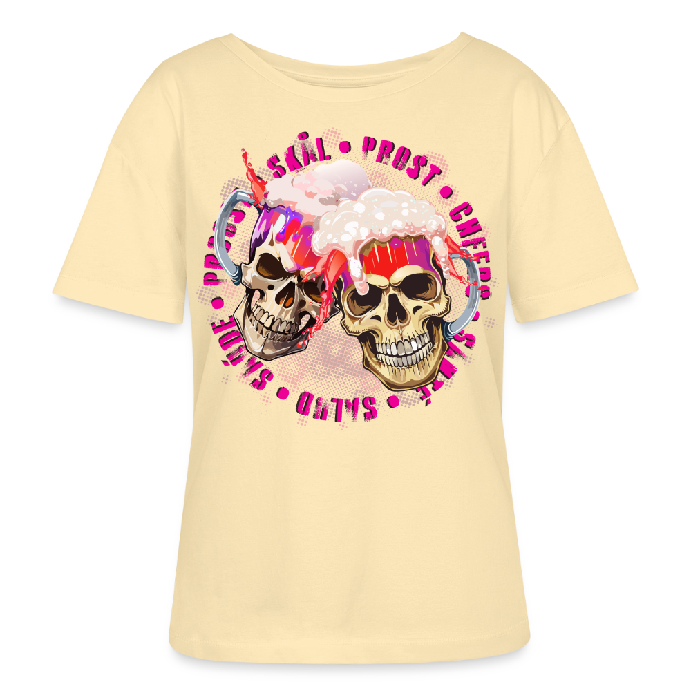 Party Skull Design Pink – Rundhals Frauen Bio-T-Shirt - Creme