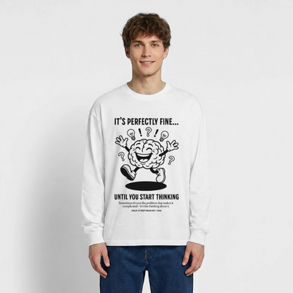Brain Design – Oversized Langarmshirt - Weiß
