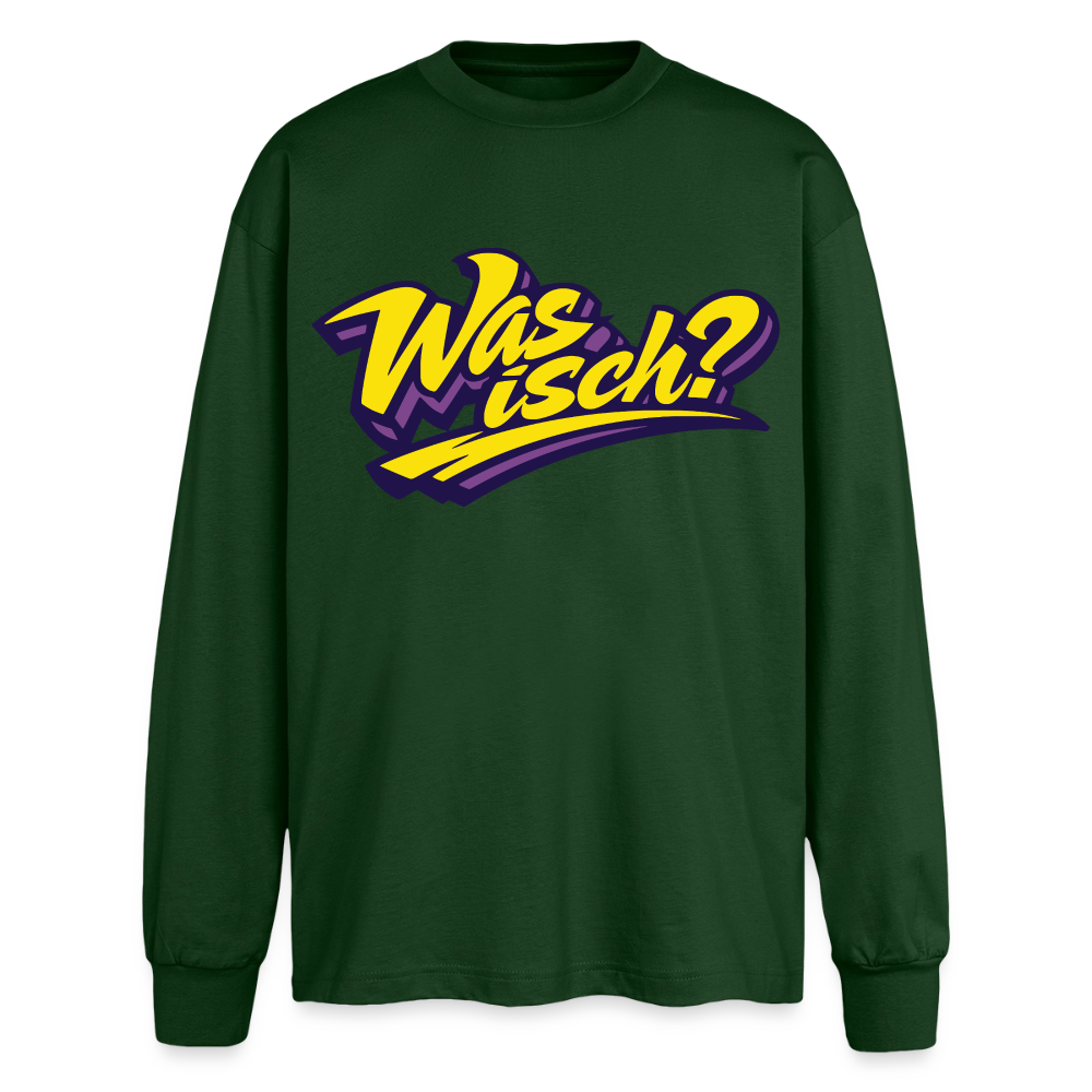 Was isch? Design – Oversized Langarmshirt - Flaschengrün