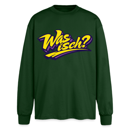 Was isch? Design – Oversized Langarmshirt - Flaschengrün
