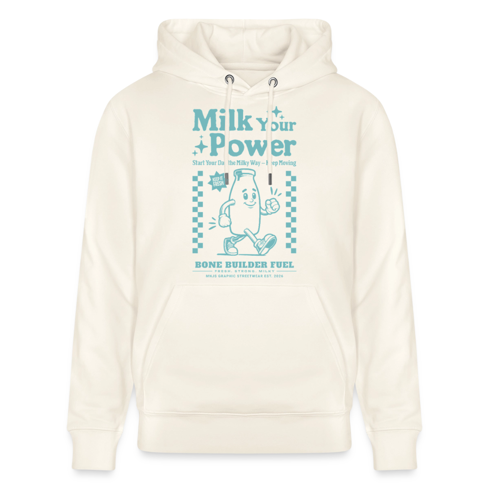 Milk Your Power Design – Unisex Bio-Hoodie - Naturweiß 