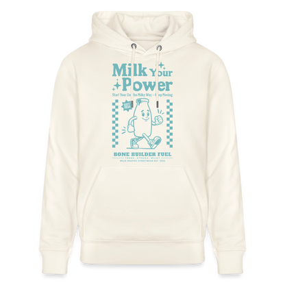 Milk Your Power Design – Unisex Bio-Hoodie - Naturweiß 