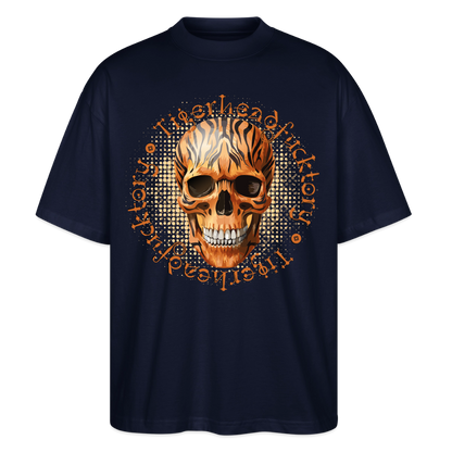 Tiger Skull Design – Oversized Unisex Bio T-Shirt - Navy