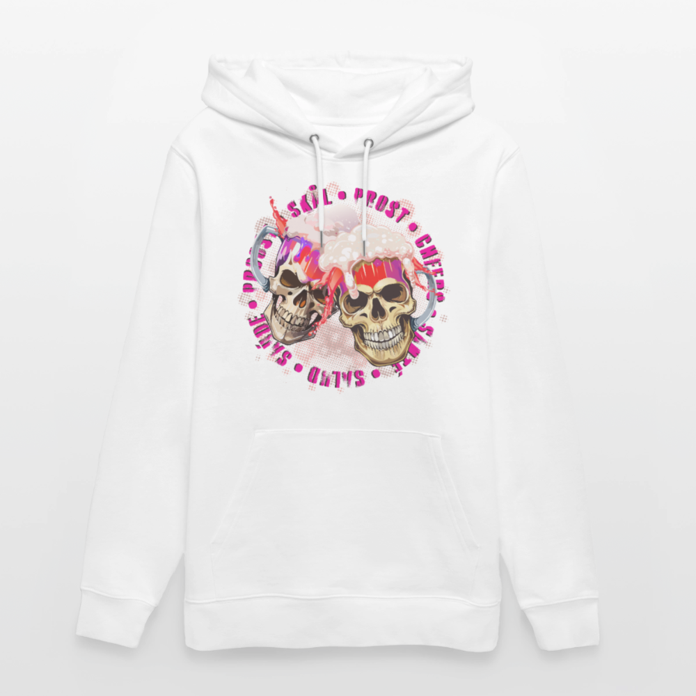 Party Skull Design Pink – Unisex Bio-Hoodie - Weiß
