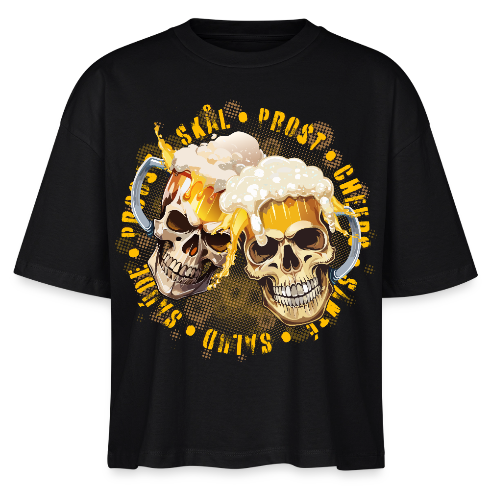 Party Skull Design – Frauen Boxy Bio-T-Shirt - Schwarz