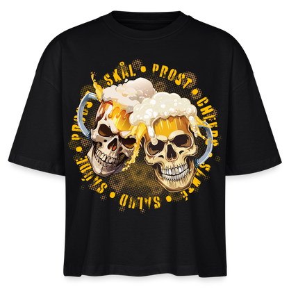 Party Skull Design – Frauen Boxy Bio-T-Shirt - Schwarz