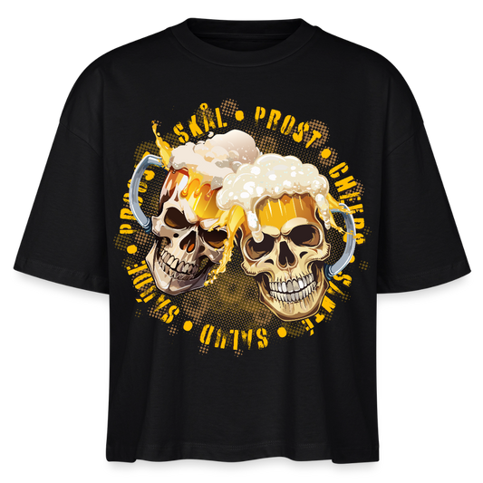 Party Skull Design – Frauen Boxy Bio-T-Shirt - Schwarz