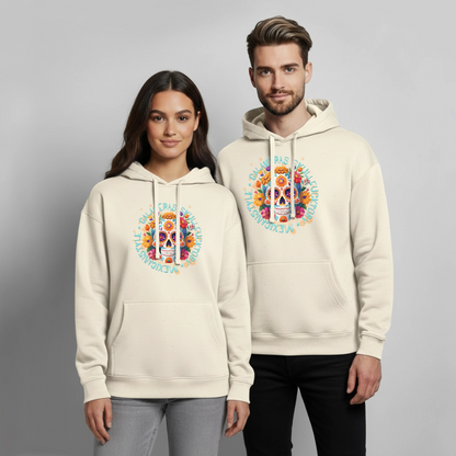 Sugar Skull Blumen Design – Oversized Unisex Hoodie - Natur