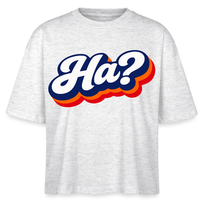 Ha? Design – Frauen Boxy Bio-T-Shirt - Weiß meliert
