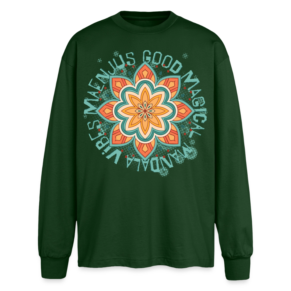 Mandala Türkis Design – Oversized Langarmshirt - Flaschengrün