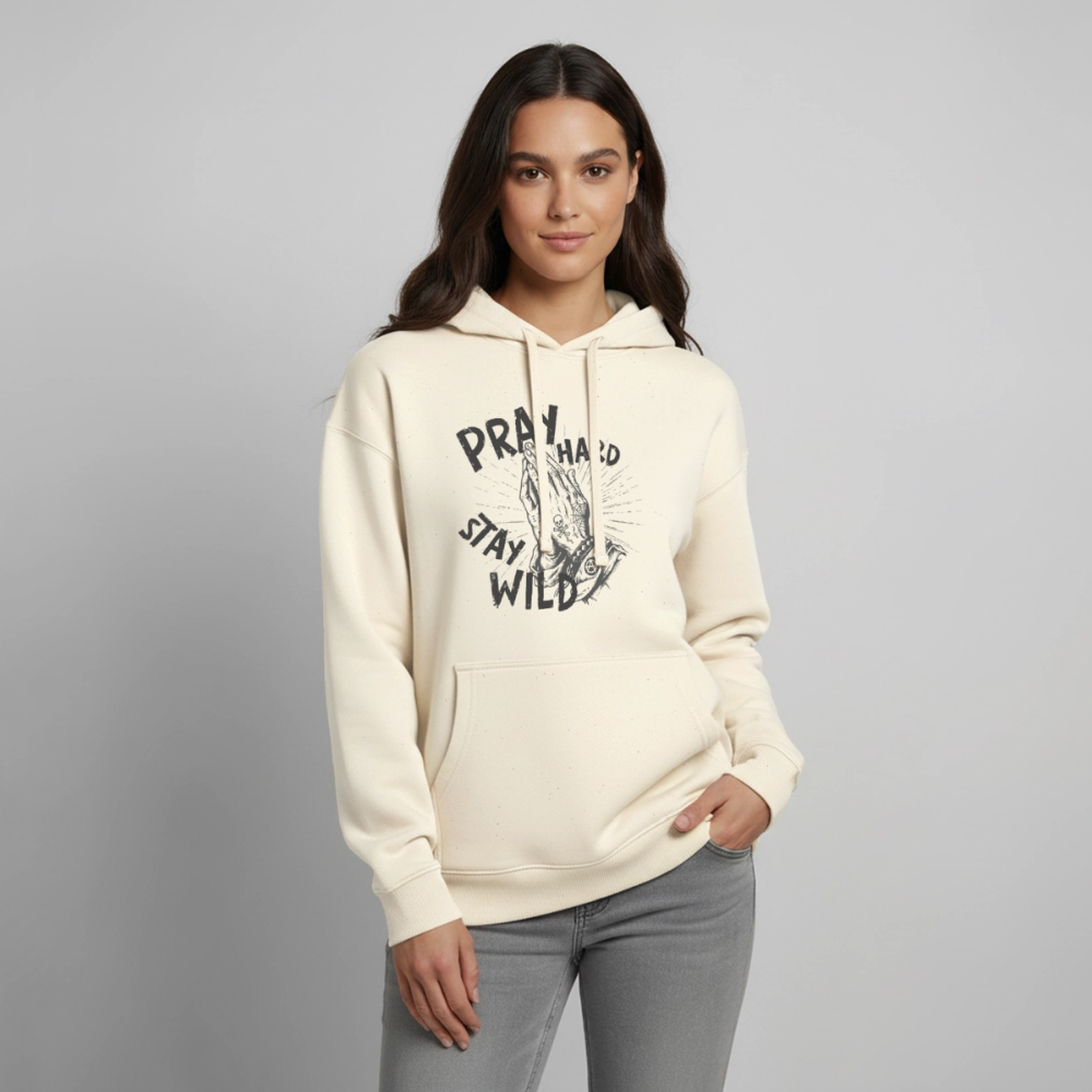 Pray Hard Design – Oversized Unisex Hoodie - Natur