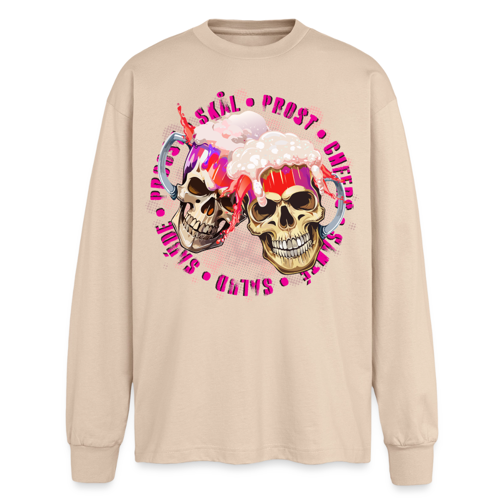 Party Skull Design Pink – Oversized Langarmshirt - Sand