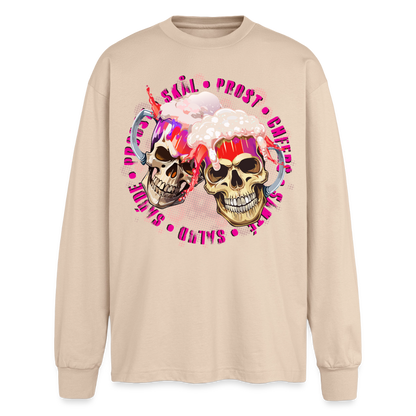 Party Skull Design Pink – Oversized Langarmshirt - Sand