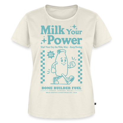 Milk Your Power Design – Frauen Premium T-Shirt - Naturweiß