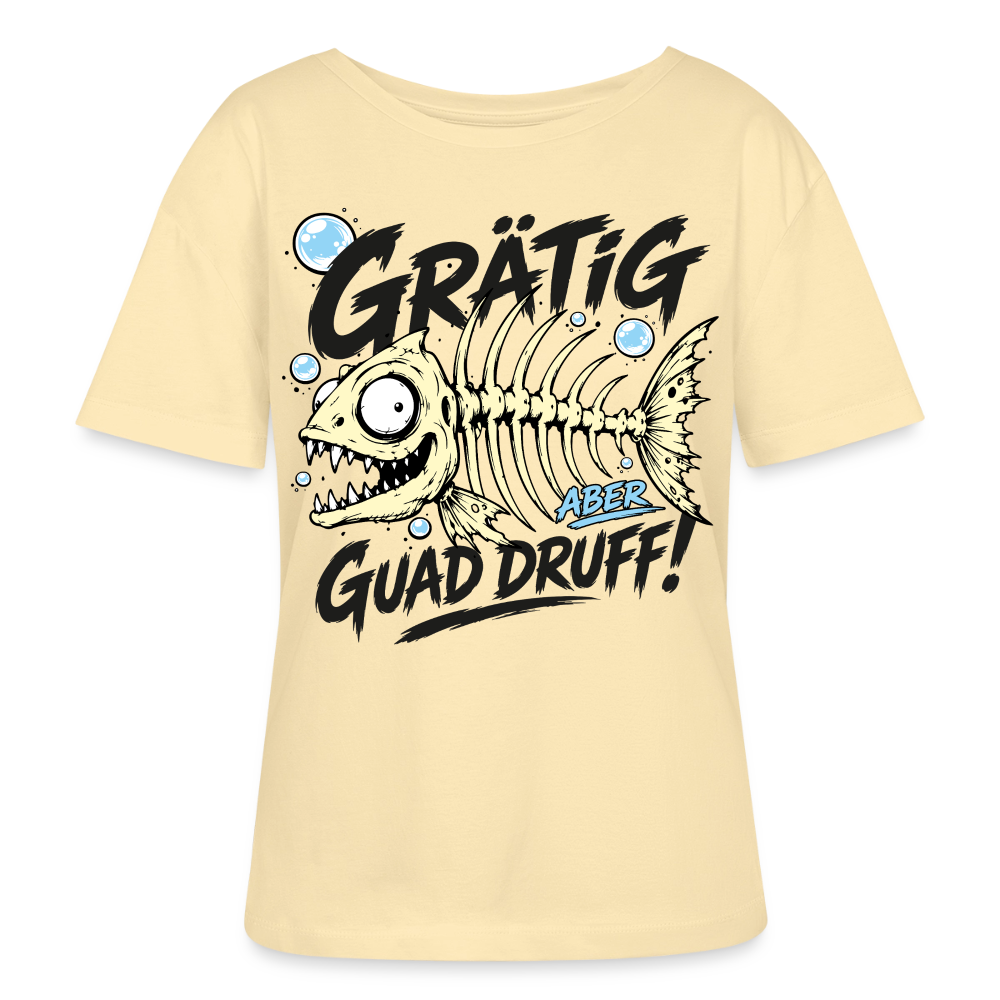 Fischskelett Grätig Design –  Rundhals Frauen Bio-T-Shirt - Creme