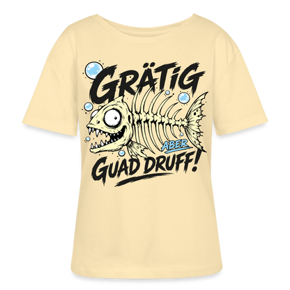 Fischskelett Grätig Design –  Rundhals Frauen Bio-T-Shirt - Creme