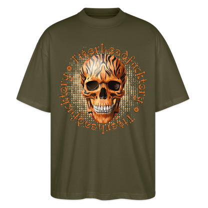 Tiger Skull Design – Oversized Unisex Bio T-Shirt - Khaki