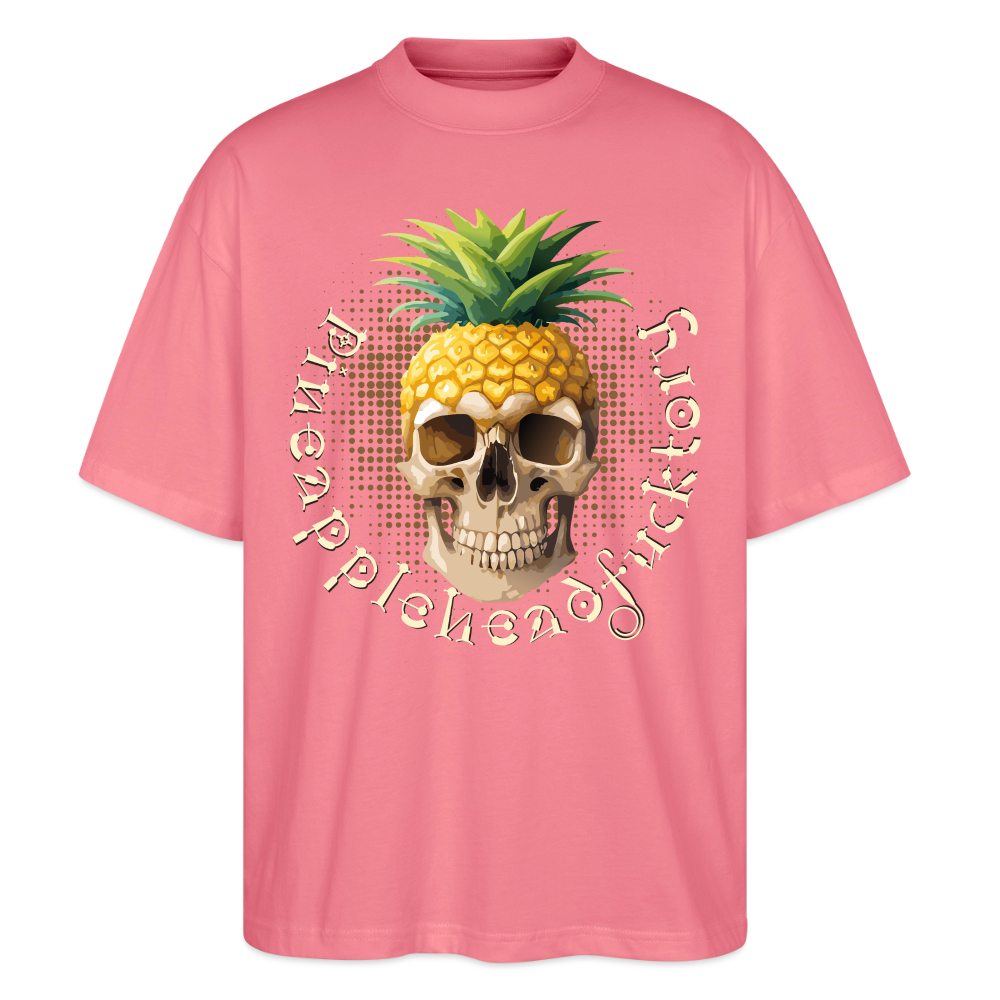 Pineapple Skull Design - Oversized Unisex Bio T-Shirt - Pink 