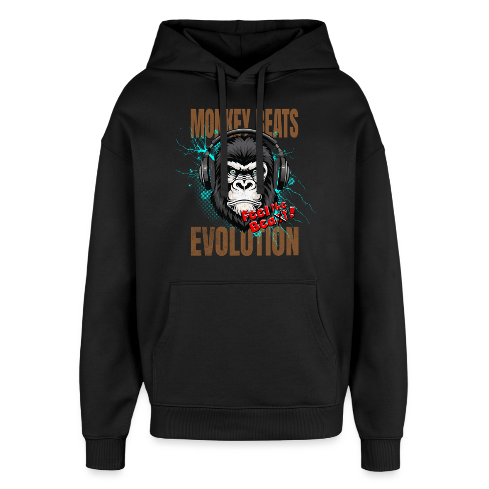 Monkey Beats Design – Oversized Unisex Hoodie - Schwarz