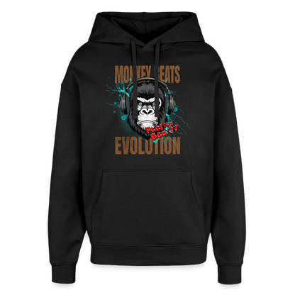 Monkey Beats Design – Oversized Unisex Hoodie - Schwarz