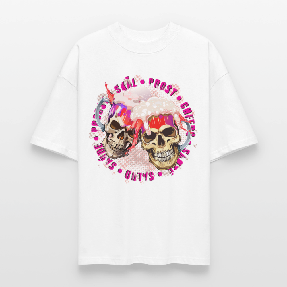 Party Skull Design Pink – Oversized Unisex Bio T-Shirt - Weiß