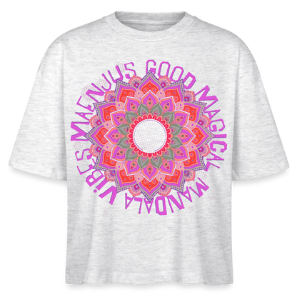 Mandala Pink Design – Frauen Boxy Bio-T-Shirt - Weiß meliert