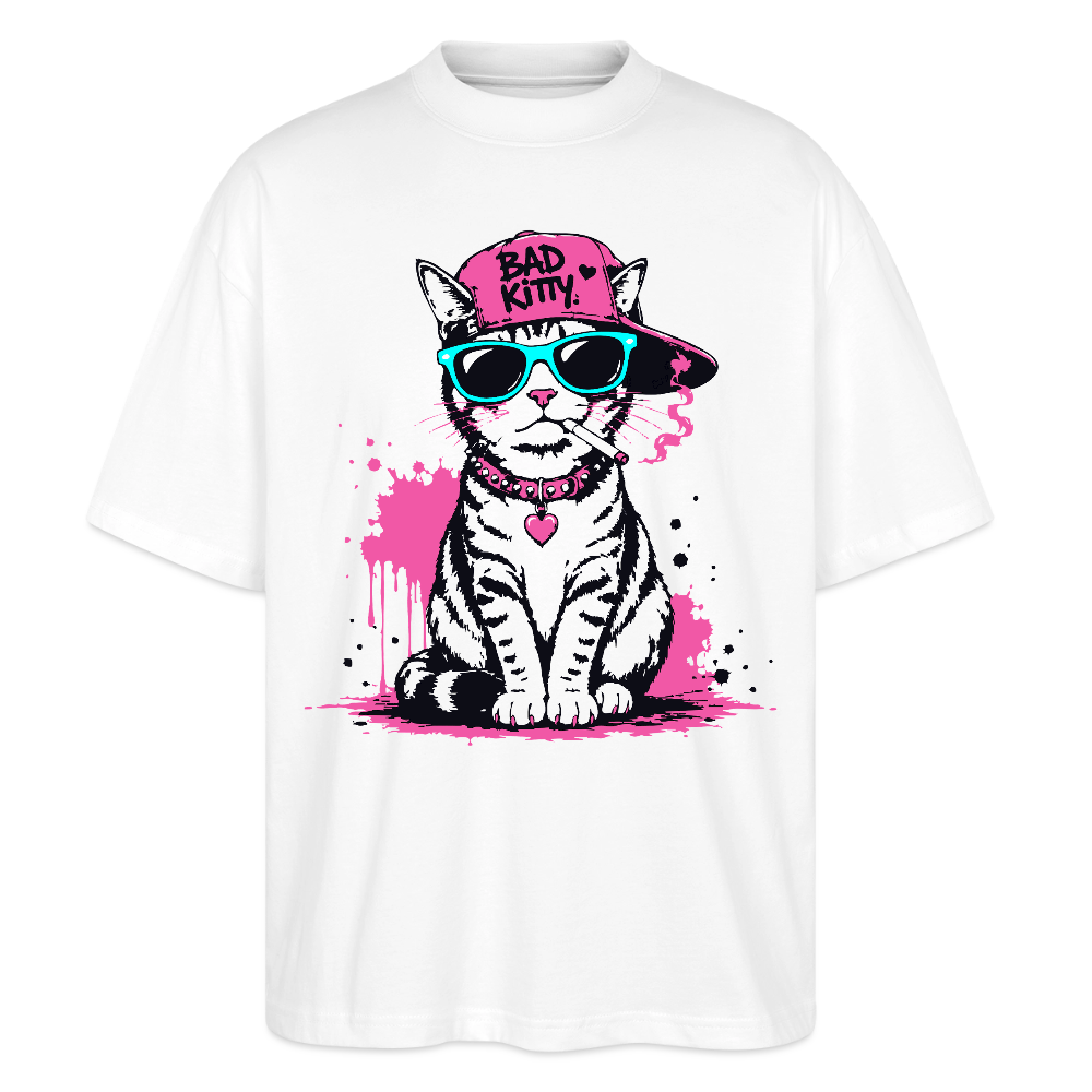 Bad Kitty Design – Oversized Unisex Bio T-Shirt - Weiß