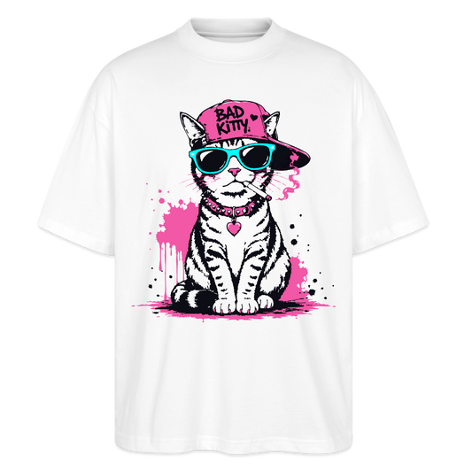 Bad Kitty Design – Oversized Unisex Bio T-Shirt - Weiß