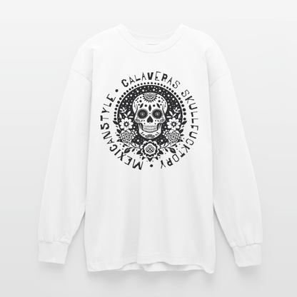 Sugar Skull Black Design - Oversized Langarmshirt - Weiß