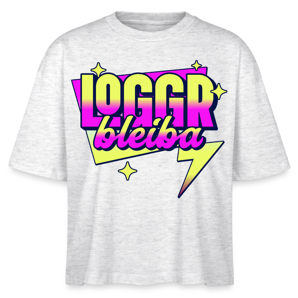 Logo bleibt Design – Frauen Boxy Bio-T-Shirt - Weiß meliert