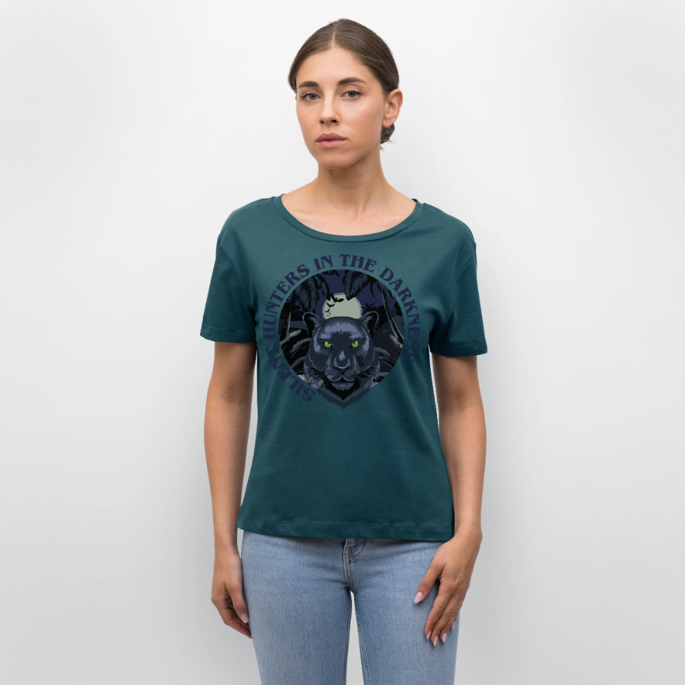 Silent Hunter Design – Rundhals Frauen Bio-T-Shirt - Dunkles Petrol