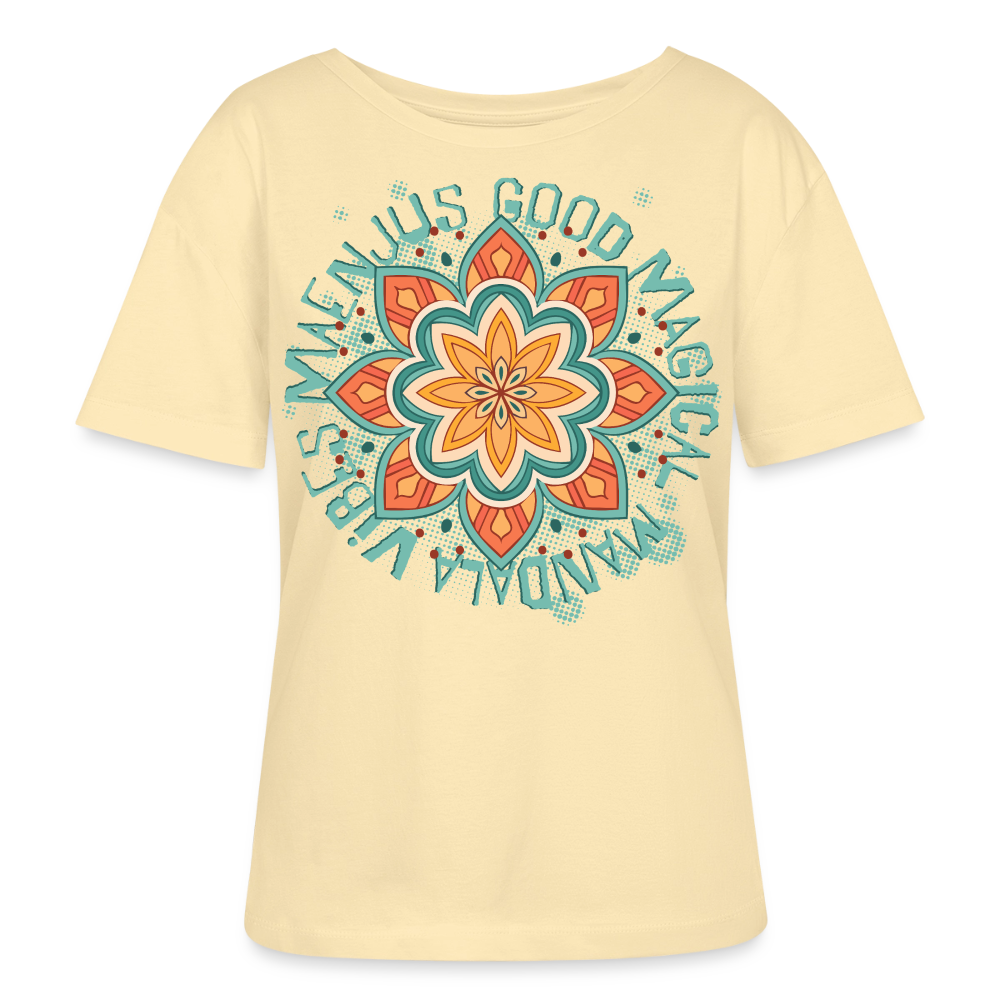 Mandala Türkis Design – Rundhals Frauen Bio-T-Shirt - Creme