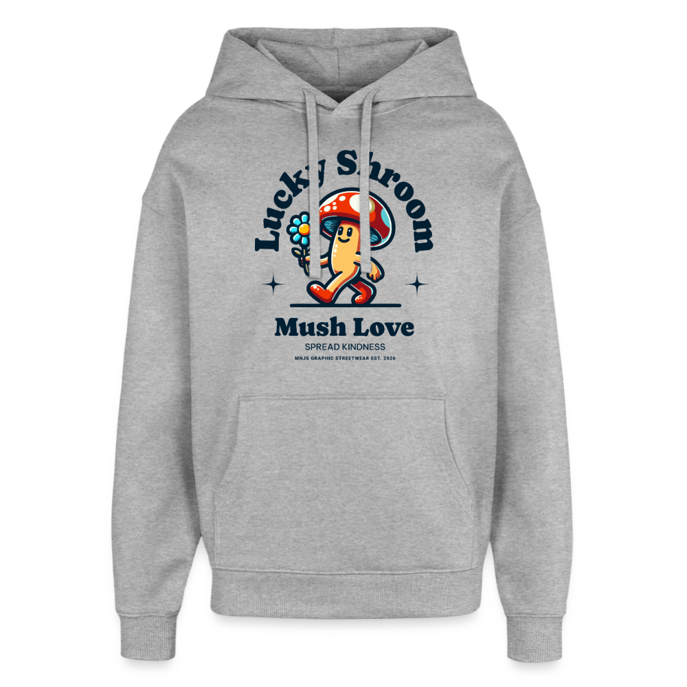 Lucky Shroom Design – Oversized Unisex Hoodie - Grau meliert