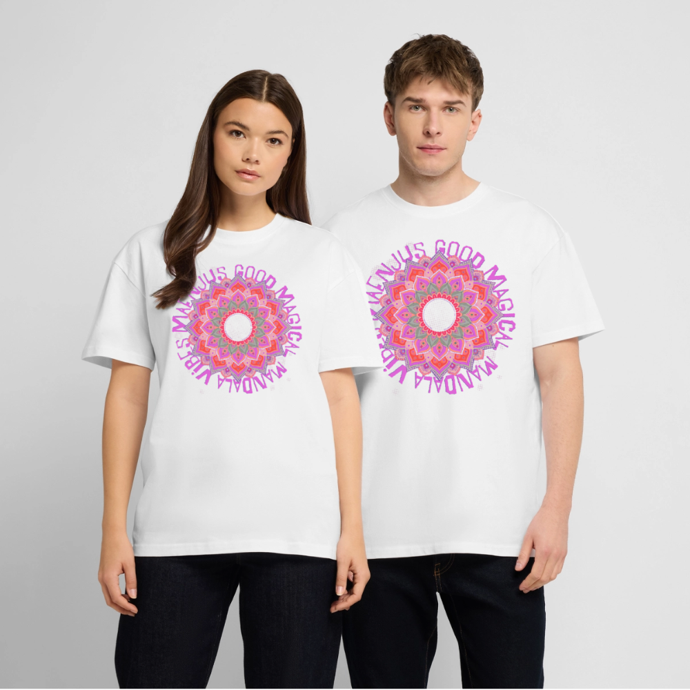 Mandala Pink Design – Oversized Unisex Bio T-Shirt - Weiß