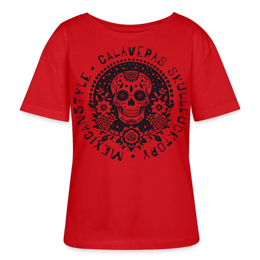 Sugar Skull Black Design - Rundhals Frauen Bio-T-Shirt - Rot