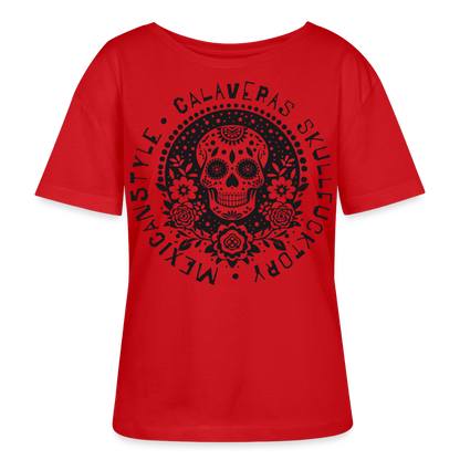 Sugar Skull Black Design - Rundhals Frauen Bio-T-Shirt - Rot