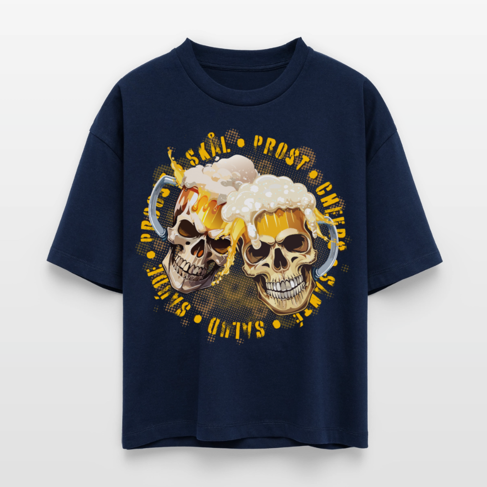 Party Skull Design – Frauen Boxy Bio-T-Shirt - Navy