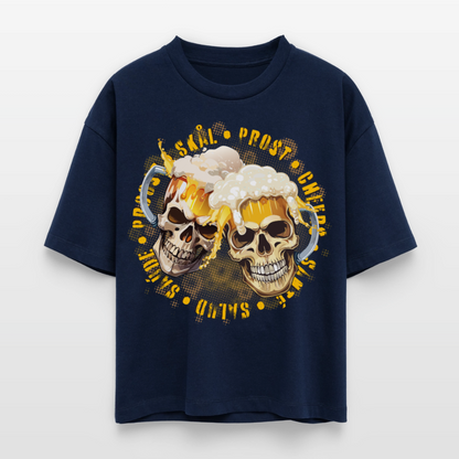 Party Skull Design – Frauen Boxy Bio-T-Shirt - Navy