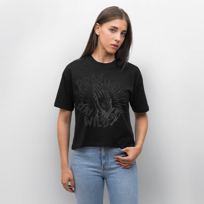 Play Hard Design – Frauen Boxy Bio-T-Shirt - Schwarz