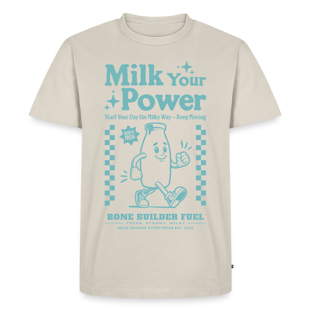 Milk Your Power Design – Männer Premium T-Shirt - Beige