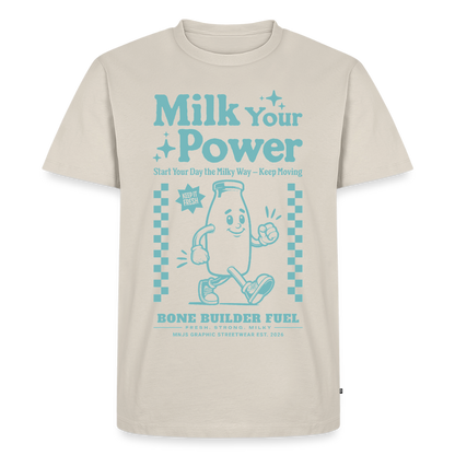 Milk Your Power Design – Männer Premium T-Shirt - Beige