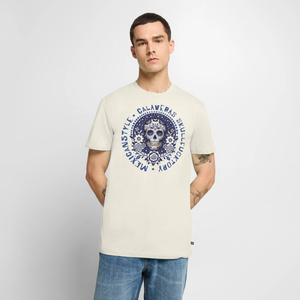 Sugar Skull Blau Design – Männer Premium T-Shirt - Naturweiß