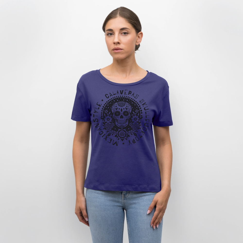 Sugar Skull Black Design - Rundhals Frauen Bio-T-Shirt - Dämmerung