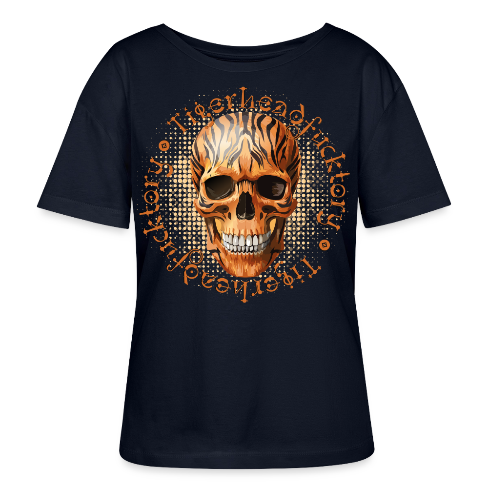 Tiger Skull Design – Rundhals Frauen Bio-T-Shirt - Navy