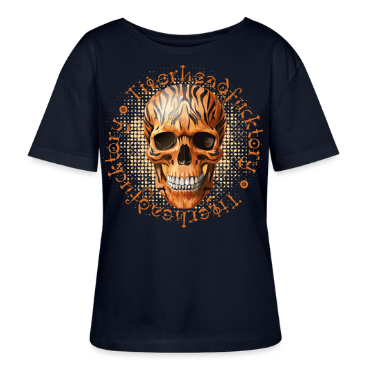 Tiger Skull Design – Rundhals Frauen Bio-T-Shirt - Navy
