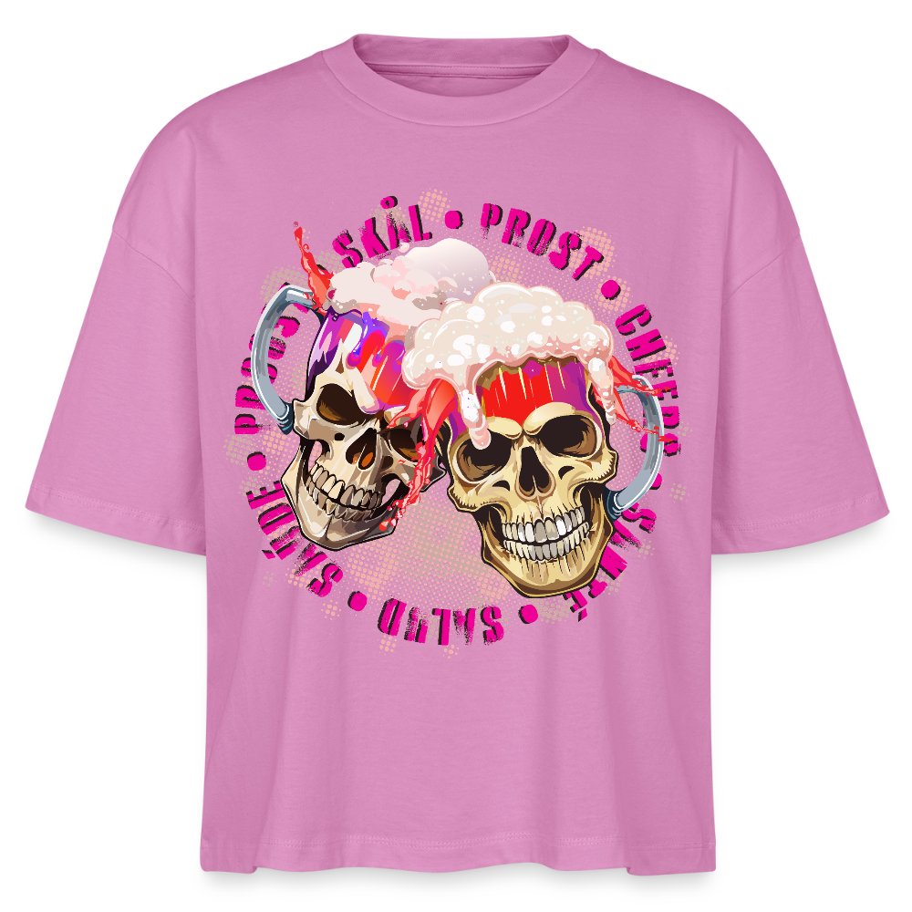 Party Skull Design Pink – Frauen Boxy Bio-T-Shirt - Pink