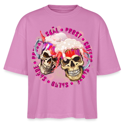 Party Skull Design Pink – Frauen Boxy Bio-T-Shirt - Pink