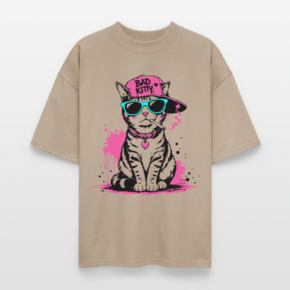 Bad Kitty Design – Oversized Unisex Bio T-Shirt - Steingrau