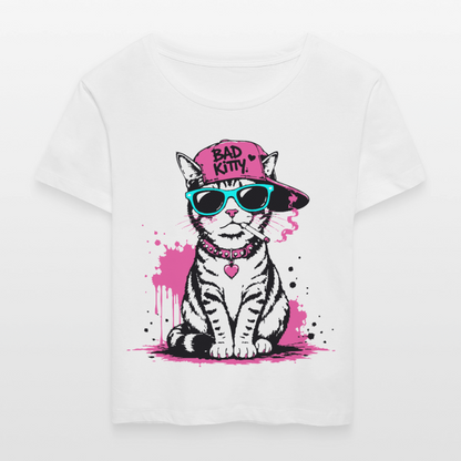 Bad Kitty Design – undhals Frauen Bio-T-Shirt - Weiß